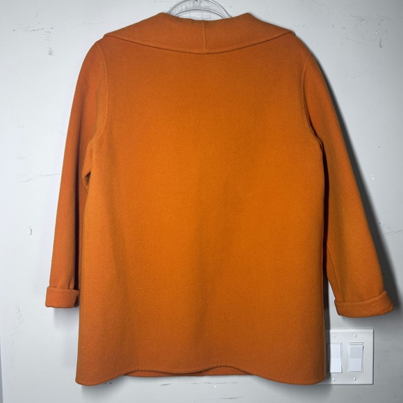 Eileen Fisher Wool-Cashmere Shawl-Collar Coat Cardigan in Marigold/Orange, PS - Picture 5 of 11